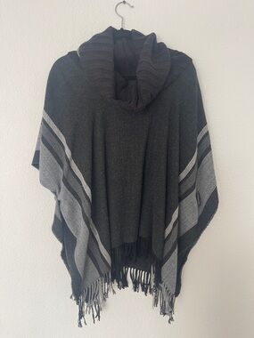 Women’s Charcoal Gray Cowl Neck Poncho Cape